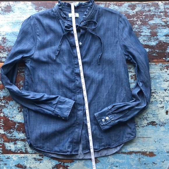 LEVI'S Chambray Denim Tie Collar Blouse Size XS - Picture 7 of 7
